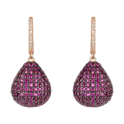 Latelita Women's Rose Gold / Red Valerie Pear Drop Gemstone Earring Rosegold Ruby In Multi