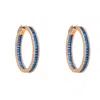 Latelita Women's Rose Gold / White / Blue Baguette Hoop Earrings Sapphire Blue Rosegold