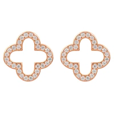 Latelita Women's Rose Gold / White Byzantine Clover Earrings Rosegold In Multi