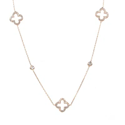 Latelita Women's Rose Gold / White Byzantine Clover Necklace Long Rosegold