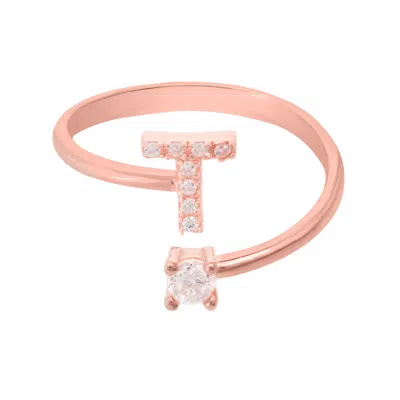 Latelita Women's Rose Gold / White Initial Ring Rosegold T In Multi