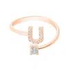 Latelita Women's Rose Gold / White Initial Ring Rosegold U In Multi