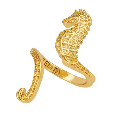 Latelita Women's Seahorse Wrap Around Adjustable Ring Gold