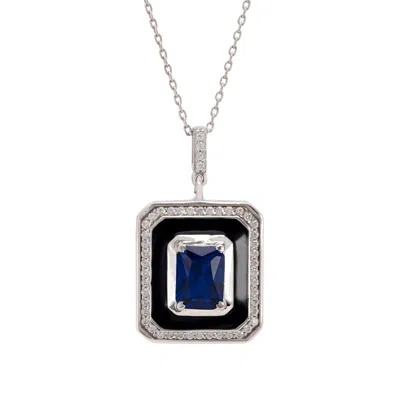 Latelita Women's Silver / Black / Blue Deco Sapphire & Enamel Necklace Silver