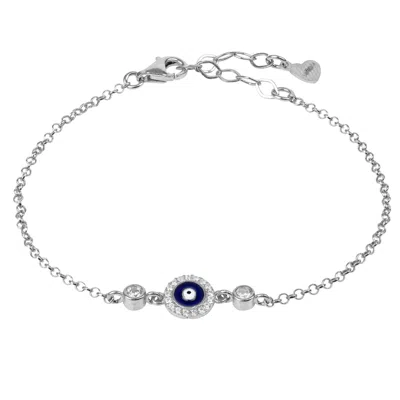 Latelita Women's Silver / Blue Evil Eye Enamel Dark Blue Bracelet Silver In Multi