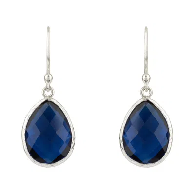 Latelita Women's Silver / Blue Petite Drop Earrings Sapphire Hydro Silver In Multi