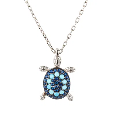 Latelita Women's Silver / Blue Turtle Turquoise Blue Pendant Necklace Silver In Multi