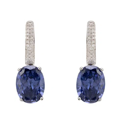 Latelita Women's Silver / Blue / White Alexandra Oval Drop Earrings Silver Tanzanite In Multi