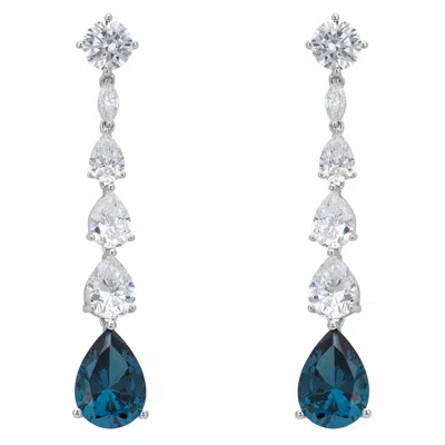 Latelita Women's Silver / Blue / White Minnelli Drop Earrings Swiss Topaz Silver In Multi