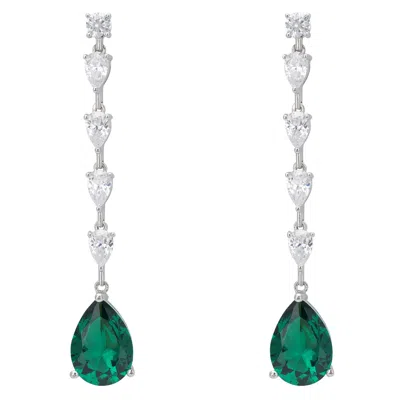 Latelita Women's Silver / Green / White Redgrave Gemstone Drop Earrings Emerald Silver In Multi