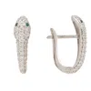Latelita Women's Silver / Green / White Snake Huggie Hoops Silver In Multi