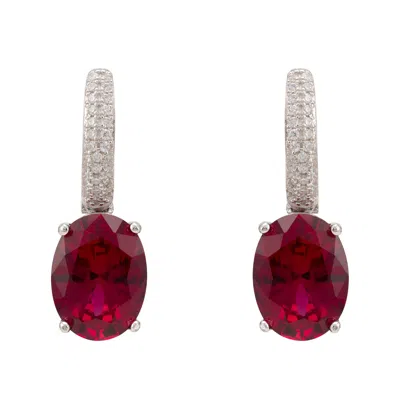 Latelita Women's Silver / Orange Alexandra Oval Drop Earrings Silver Ruby In Multi