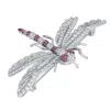 Latelita Women's Silver / Pink / Purple Dragonfly Brooch Silver Ruby Cz