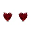 Latelita Women's Silver / Red Asscher Cut Heart Stud Earrings Silver Ruby In Multi