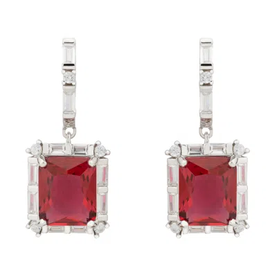 Latelita Women's Silver / Red Tudor Silver Earring Ruby In Multi