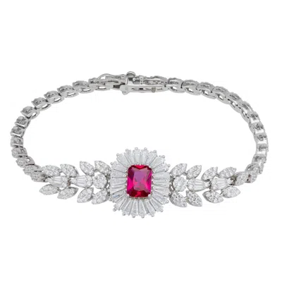 Latelita Women's Silver / Red / White Countess Gemstone Bracelet Ruby Silver