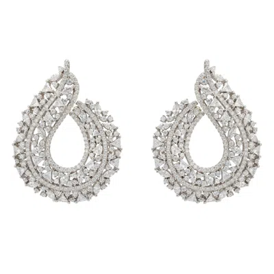 Latelita Women's Silver / White Adalinda Sweeping Hoop Earrings Silver In Multi