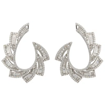 Latelita Women's Silver / White Amara Sweeping Hoop Earrings Silver In Metallic