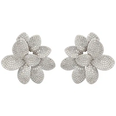 Latelita Women's Silver / White Amaryllis Flower Large Stud Earrings Silver In Multi