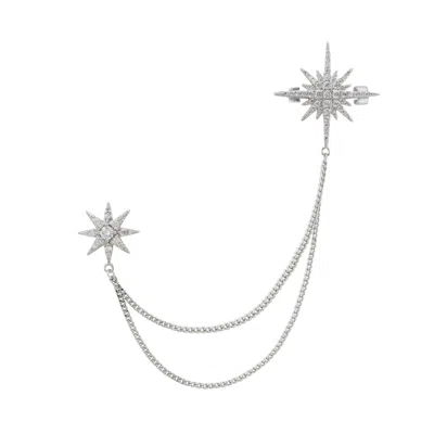 Latelita Women's Silver / White Andromeda Starburst Brooch With Pin Silver