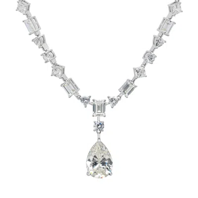 Latelita Women's Silver / White Ava Moissanite Statement Necklace Silver