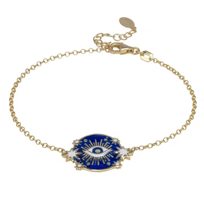 Latelita Women's Silver / White / Blue Celestial All Seeing Eye Bracelet Blue Enamel Gold In Multi