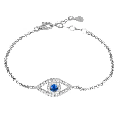 Latelita Women's Silver / White / Blue Evil Eye Elliptical Bracelet - Blue Silver In Multi