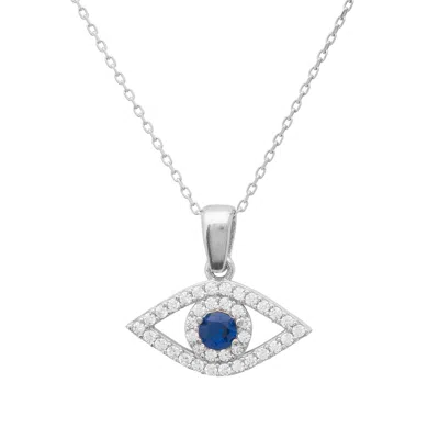 Latelita Women's Silver / White / Blue Evil Eye Elliptical Necklace Blue Silver In Multi