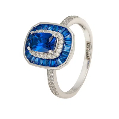 Latelita Women's Silver / White / Blue Great Gatsby Cocktail Ring Sapphire Silver In Multi