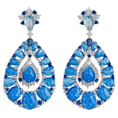 Latelita Women's Silver / White / Blue Paloma Blue Opal Drop Earrings Silver