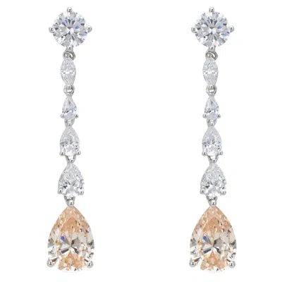 Latelita Women's Silver / White / Brown Bardot Champagne Quartz Drop Earrings Silver