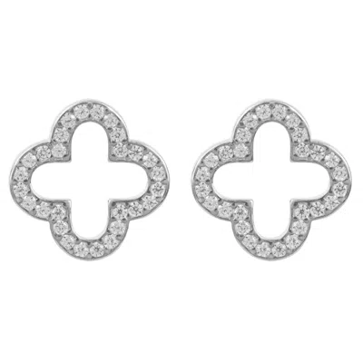 Latelita Women's Silver / White Byzantine Clover Earrings Silver In Multi