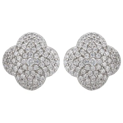 Latelita Women's Silver / White Byzantine Clover Flower Stud Earrings Silver In Multi