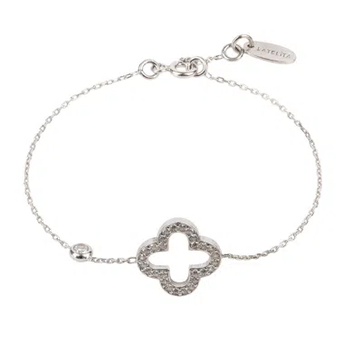 Latelita Women's Silver / White Byzantine Open Clover Bracelet Silver In Multi