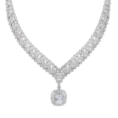 Latelita Women's Silver / White Countess Statement Moissanite Necklace Silver In Multi