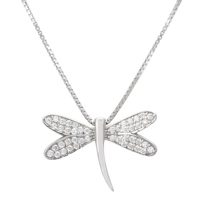 Latelita Women's Silver / White Dragonfly Pendant Necklace Silver In Multi