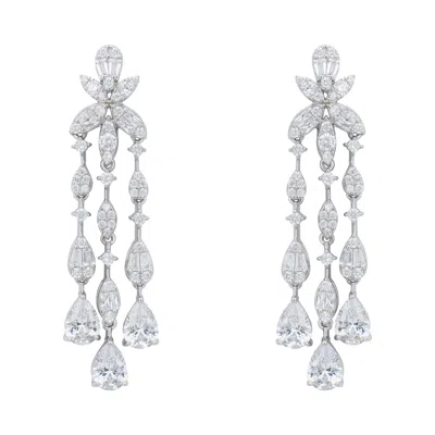Latelita Women's Silver / White Duchess Moissanite Drop Earrings Silver