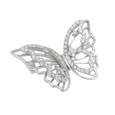Latelita Women's Silver / White Filigree Butterfly Brooch Silver