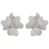 Latelita Women's Silver / White Flower Large Stud Clip On Earrings Silver