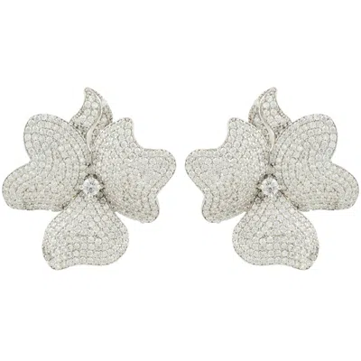 Latelita Women's Silver / White Flower Large Stud Earrings Silver In Multi