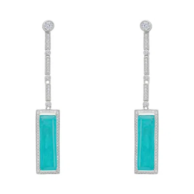 Latelita Women's Silver / White / Green Margaux Paraiba Tourmaline Drop Earrings Silver In Multi