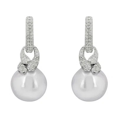 Latelita Women's Silver / White / Grey Tie The Knot Drop Grey Pearl Earrings Silver