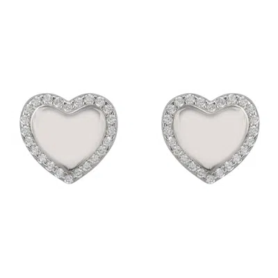 Latelita Women's Silver / White Heart Mirrored Stud Earrings Silver In Multi
