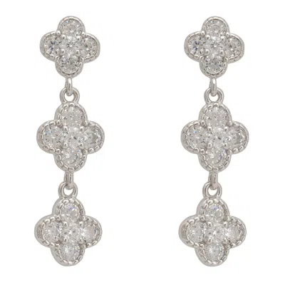 Latelita Women's Silver / White Mini Triple Clover Drop Earrings Silver