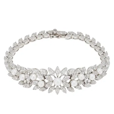 Latelita Women's Silver / White / Neutrals Marquise Tennis Bracelet Pearl Silver In Multi