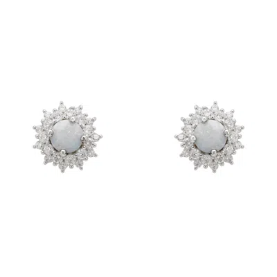 Latelita Women's Silver / White Opal And Flower Stud Earrings Silver In Multi