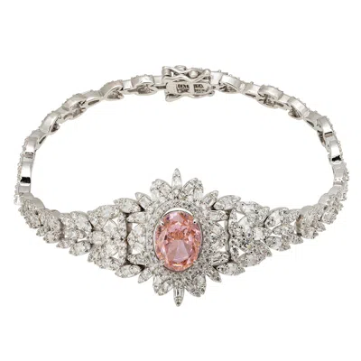 Latelita Women's Silver / White / Orange Soraya Statement Bracelet Morganite Silver