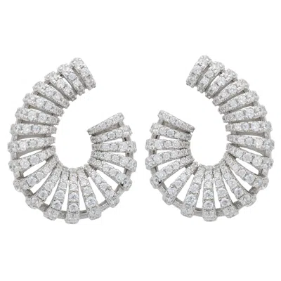 Latelita Women's Silver / White Parisian Swirl Hoop Earrings Silver In Multi