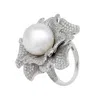 Latelita Women's Silver / White Pearl And Rose Petals Cocktail Ring Silver