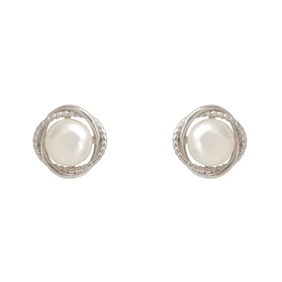 Latelita Women's Silver / White Pearl Twist Stud Earrings Silver